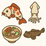 鯉、烏賊、ちゃんぽん、むつごうろの画像